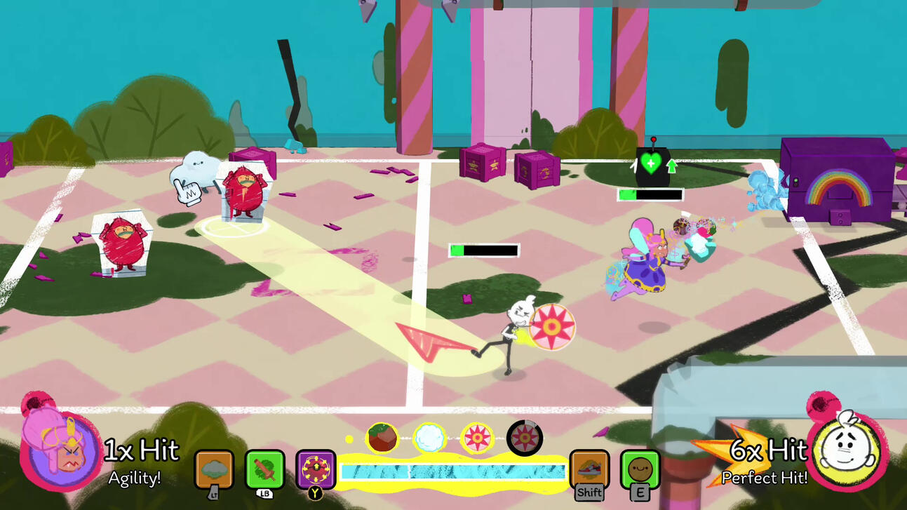 Stick and Traff in an indoor battle